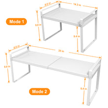 Load image into Gallery viewer, Expandable Cabinet Shelf Organizer Storage Rack Space Riser for Kitchen Bathroom Office Heavy Duty Nonslip, L14.1-23.6&#39;&#39; x W8.6&#39;&#39; x H10.2&#39;&#39;, White, 1 Pack
