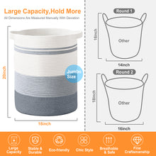 Load image into Gallery viewer, 80L Laundry Baskets, Cotton Rope Woven Storage Basket, Large Blanket Basket for Living Room, Toy Basket, Towel Basket, Decorative Woven Basket with Handle
