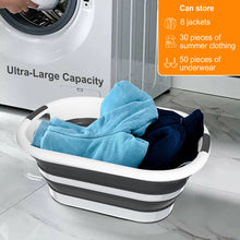 Load image into Gallery viewer, 40L Collapsible Plastic Laundry Basket, Foldable Pop Up Storage Container Space Saving Washing Tub Organizer (1, White/Grey)
