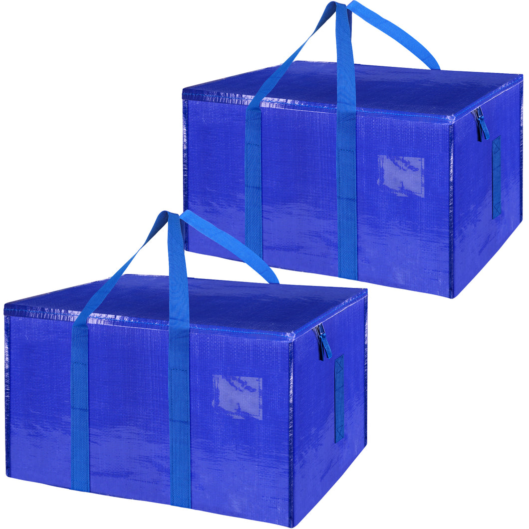 2 Pack Extra Large Moving Bags with Zippers Carrying Handles Heavy-Duty St2 Pack Extra Large Movingorage Tote for Space Saving Moving Storage（Blue)