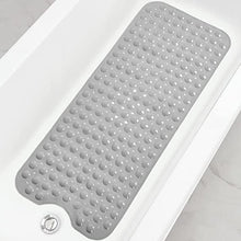 Load image into Gallery viewer, Bath Mat, Extra Long Non-Slip Bath Mat 39 x 16 Inch, Machine Washable Bath Tub Mat with Suction Cups &amp; Drain Holes for Bathroom, Gray
