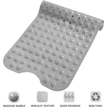 Load image into Gallery viewer, Bath Mat, Extra Long Non-Slip Bath Mat 39 x 16 Inch, Machine Washable Bath Tub Mat with Suction Cups &amp; Drain Holes for Bathroom, Gray
