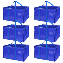 Load image into Gallery viewer, 6 Pack Extra Large Moving Bags with Zippers Carrying Handles Heavy-Duty Storage Tote for Space Saving Moving Storage（Blue)
