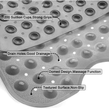 Load image into Gallery viewer, Bath Mat, Extra Long Non-Slip Bath Mat 39 x 16 Inch, Machine Washable Bath Tub Mat with Suction Cups &amp; Drain Holes for Bathroom, Gray
