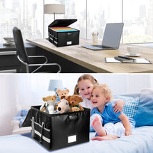 Load image into Gallery viewer, File Box with Lock, Fireproof File Document Organizer for Home Office Hanging Letter/Legal Folder (Black)
