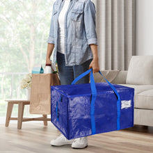 Load image into Gallery viewer, 2 Pack Extra Large Moving Bags with Zippers Carrying Handles Heavy-Duty St2 Pack Extra Large Movingorage Tote for Space Saving Moving Storage（Blue)
