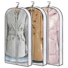 Load image into Gallery viewer, Kusmil 40&quot; Hanging Garment Bags for Closet Storage Suit Bag 4&quot; Gusseted Clear Clothes Cover for Coat, Jacket, Sweater (3 Packs)
