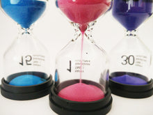 Load image into Gallery viewer, Sand Timer 6 Colors Hourglass 1/3/5/10/15/30 Minutes Sandglass Clock for Kids Games Classroom Kitchen Home Office Decoration (Pack of 6)
